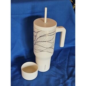 Hydrapeak Artisan 40oz Voyager With Sip Straw Lid Gold Flowy Leaf‎ Tumbler